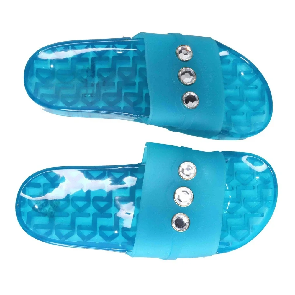 Karl Lagerfeld Blue Toni Designer Pool Sandals Diamond Comfort Slides Womens‎ 7 - Picture 6 of 8